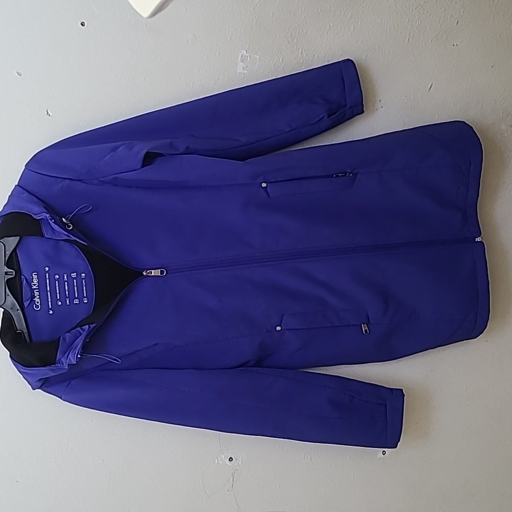 CK Rain Jacket Women Medium Petite Periwinkle blue, gently pre-owned